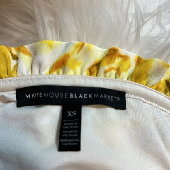 WHBM Yellow Floral Sleeveless Ruffle Neck Blouse - Picture 2 of 2